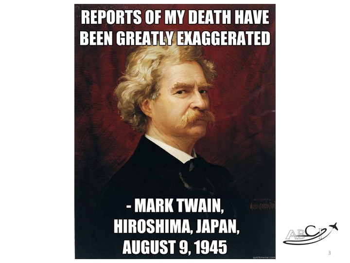 facebook marketing - is Facebook dead? (Mark Twain quote) 