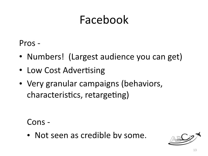 Aviation Facebook marketing - pros and cons