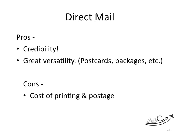 Aviation Facebook marketing - pros and cons of Direct Mail