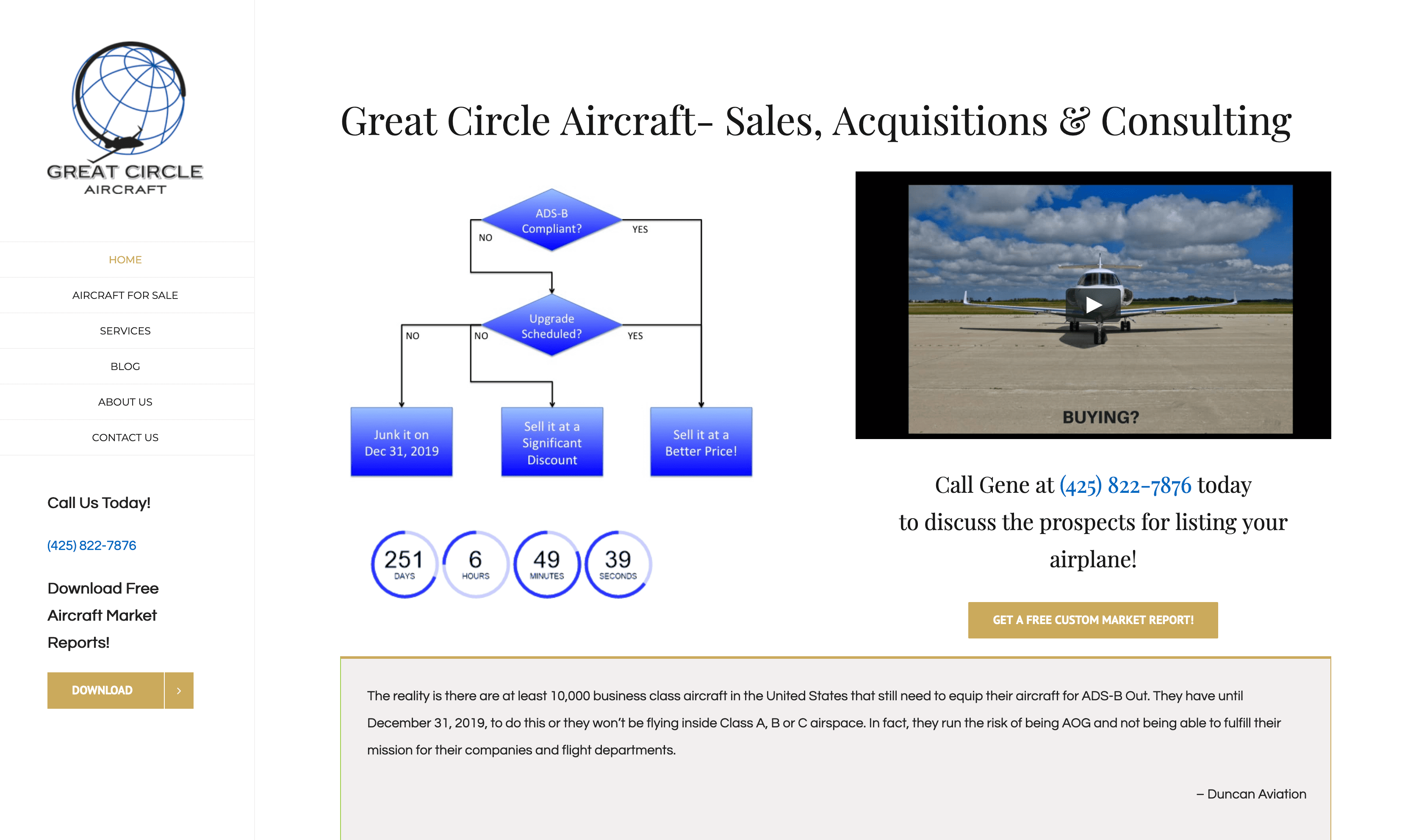 Aviation Web Site for Great Circle Aircraft Brokerage