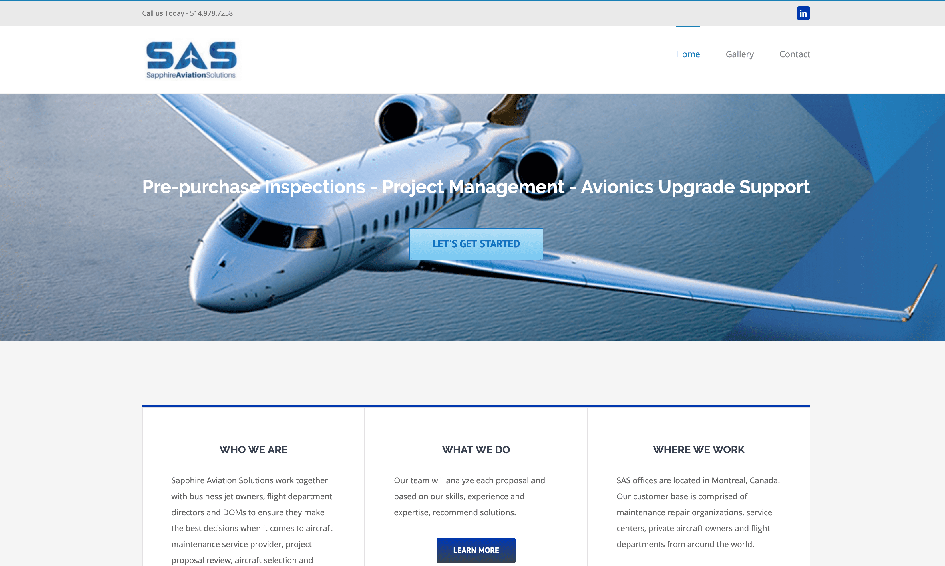 Aviation Web Site for Sapphire Aviation Solutions